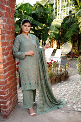 Fancy Jacquard Chamki Embroidered 3-Piece Suit