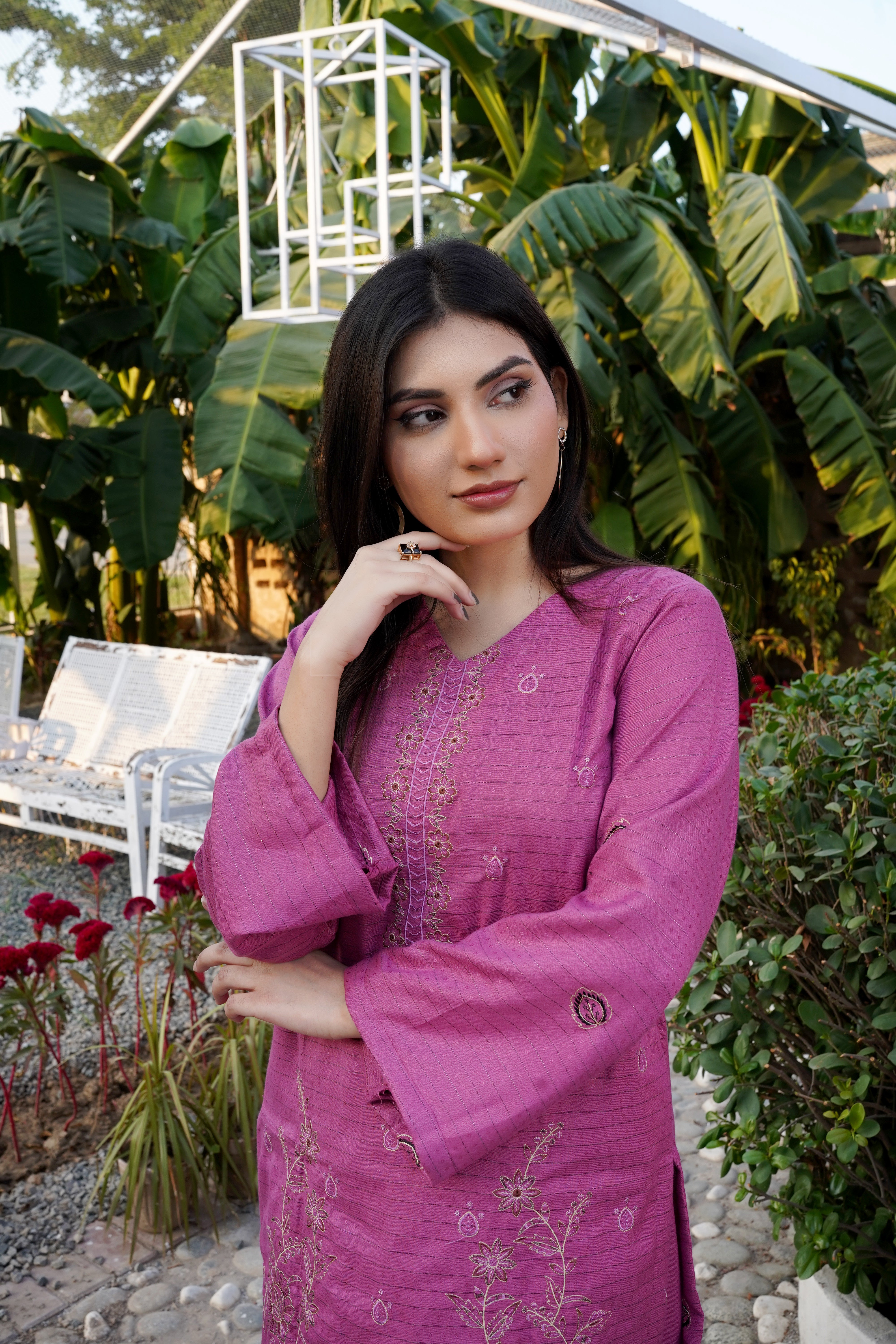 Fancy Jacquard Chamki Embroidered 3-Piece Suit