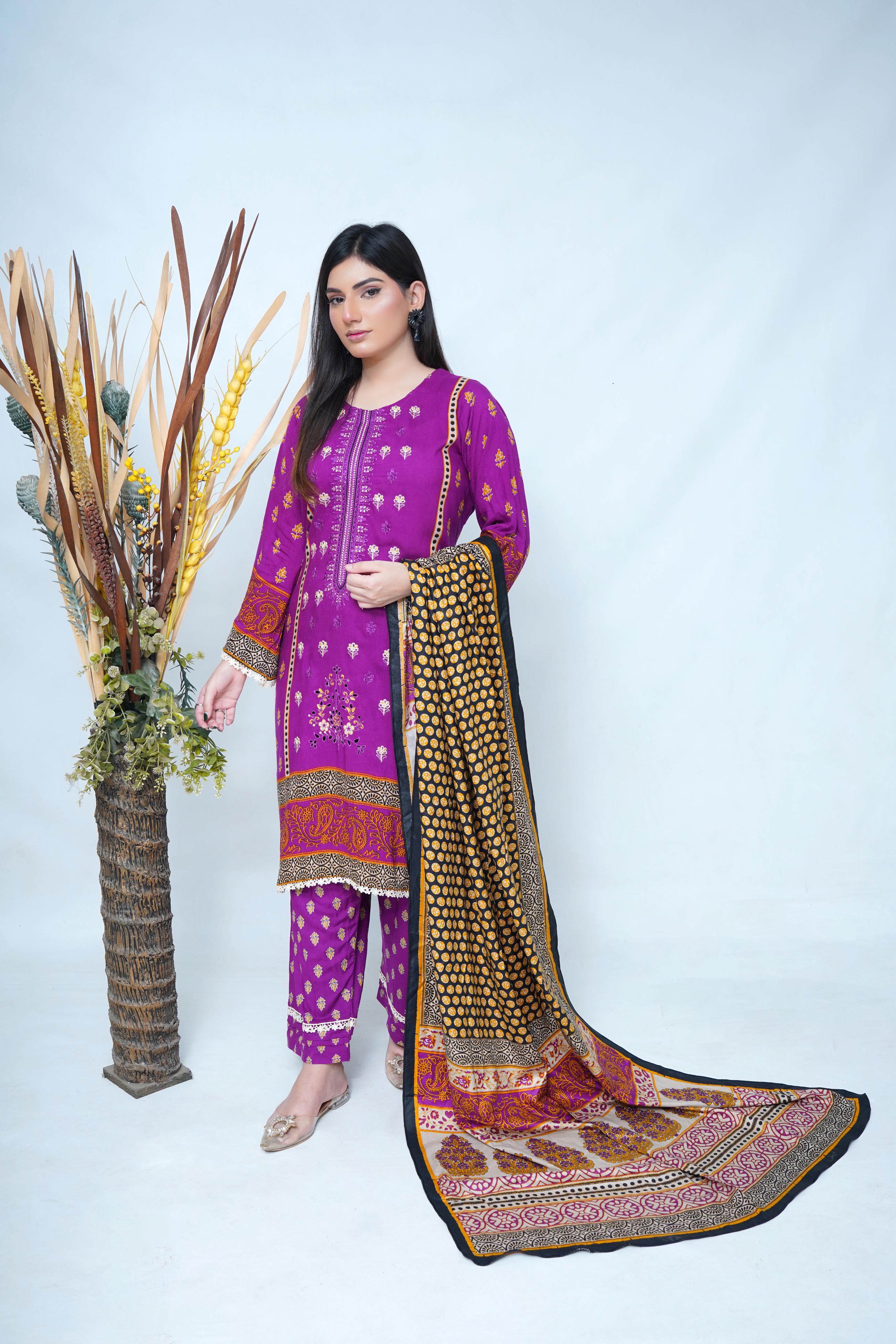 Lilan embroidered 3 piece