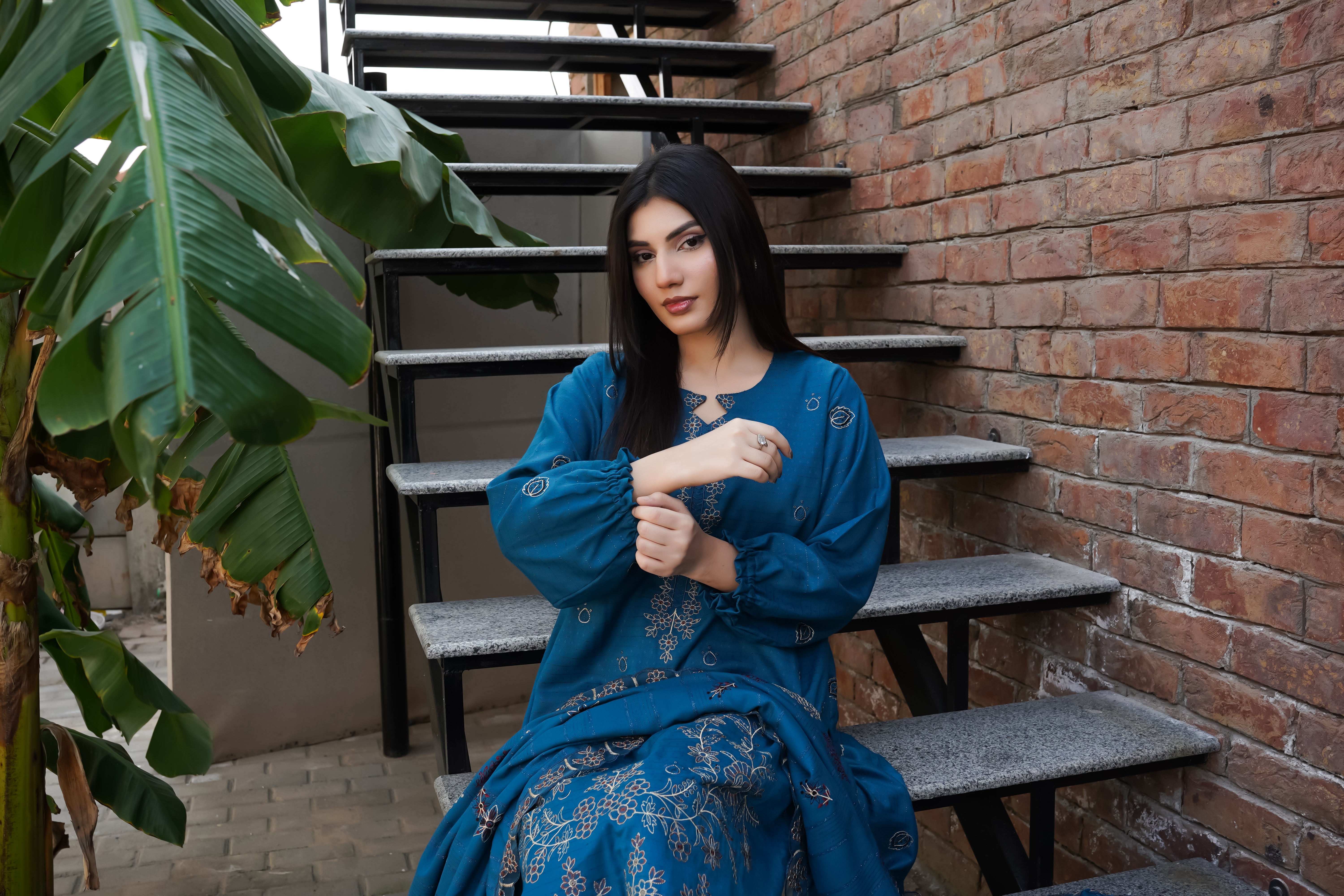 Fancy Jacquard Chamki Embroidered 3-Piece Suit