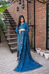 Fancy Jacquard Chamki Embroidered 3-Piece Suit